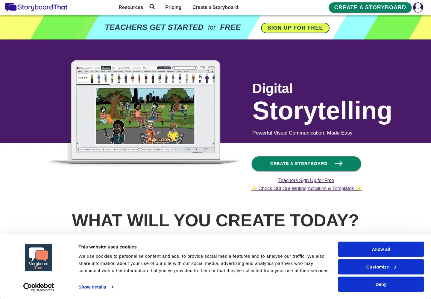 Screenshot of storyboardthat.com