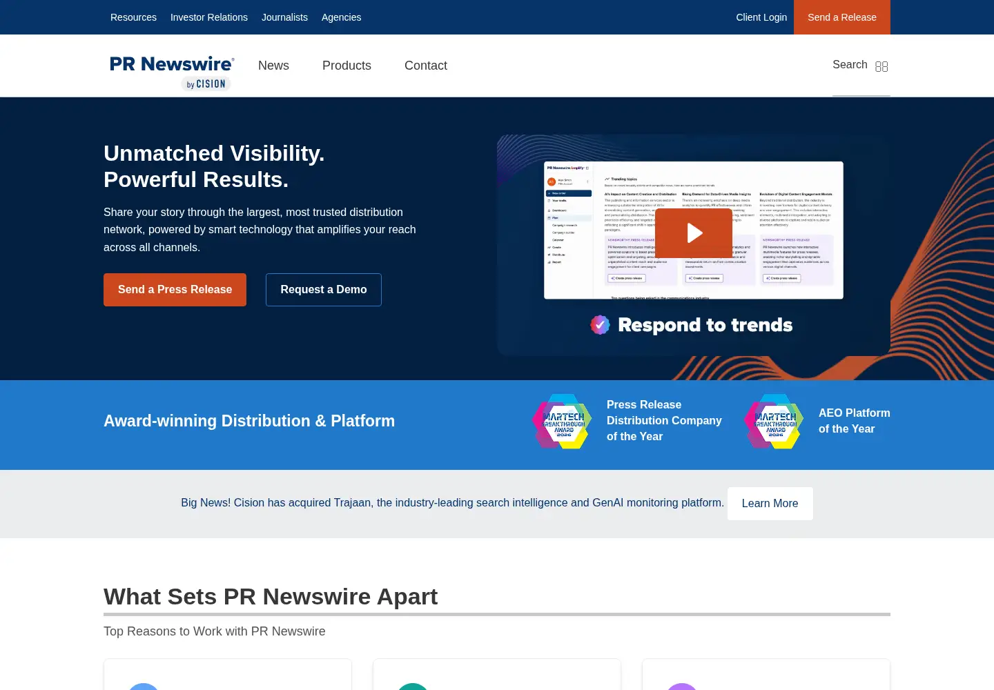 Screenshot of prnewswire.com