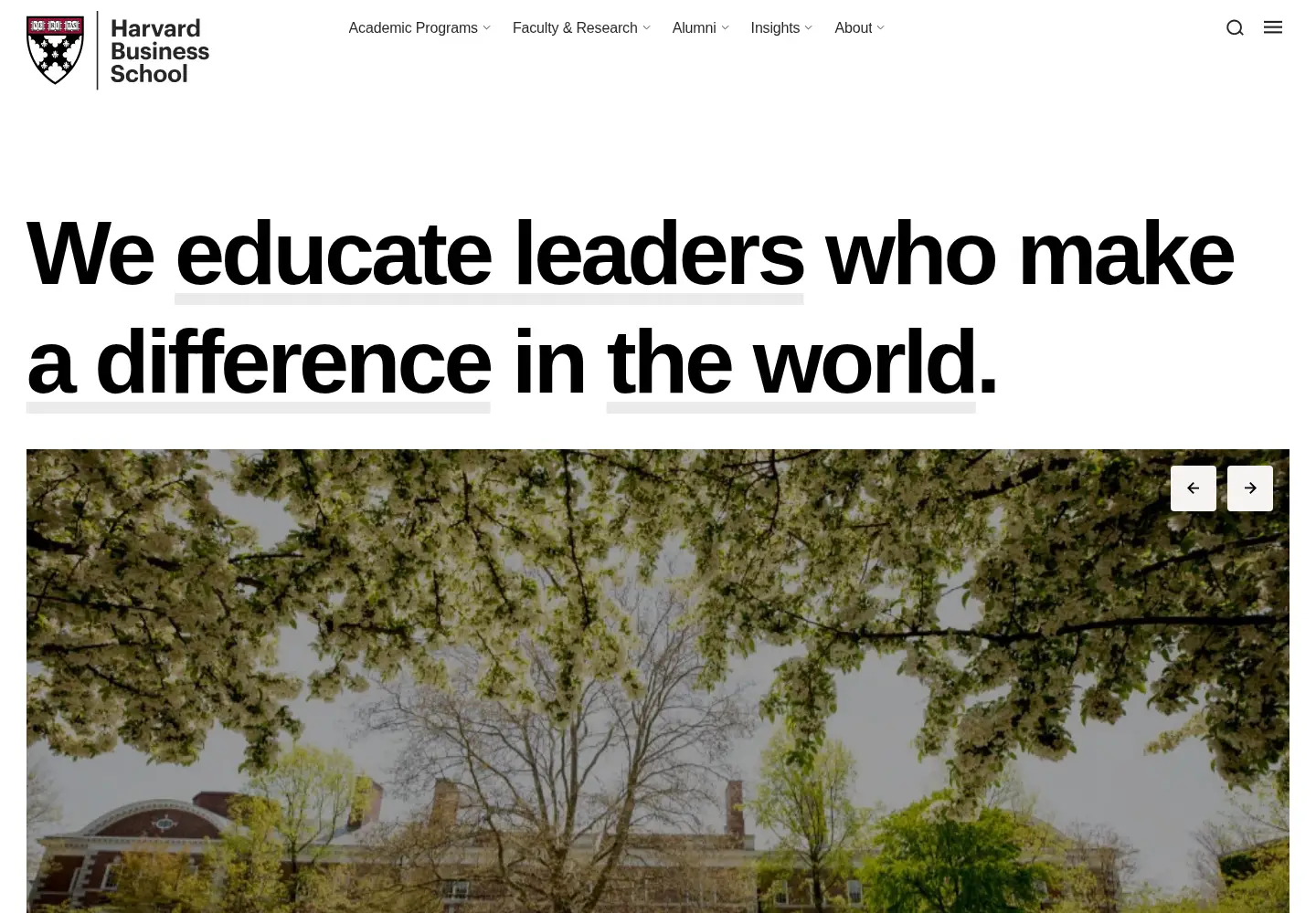 Screenshot of hbs.edu