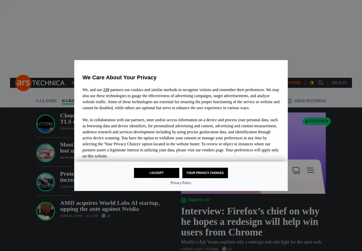 Screenshot of arstechnica.com