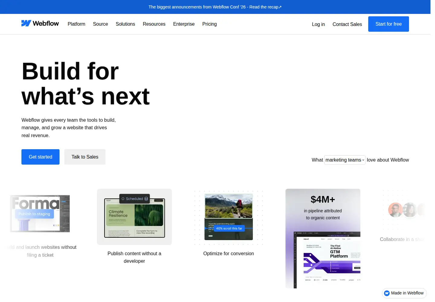 Screenshot of webflow.com