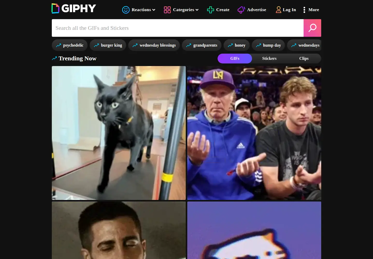 Screenshot of giphy.com