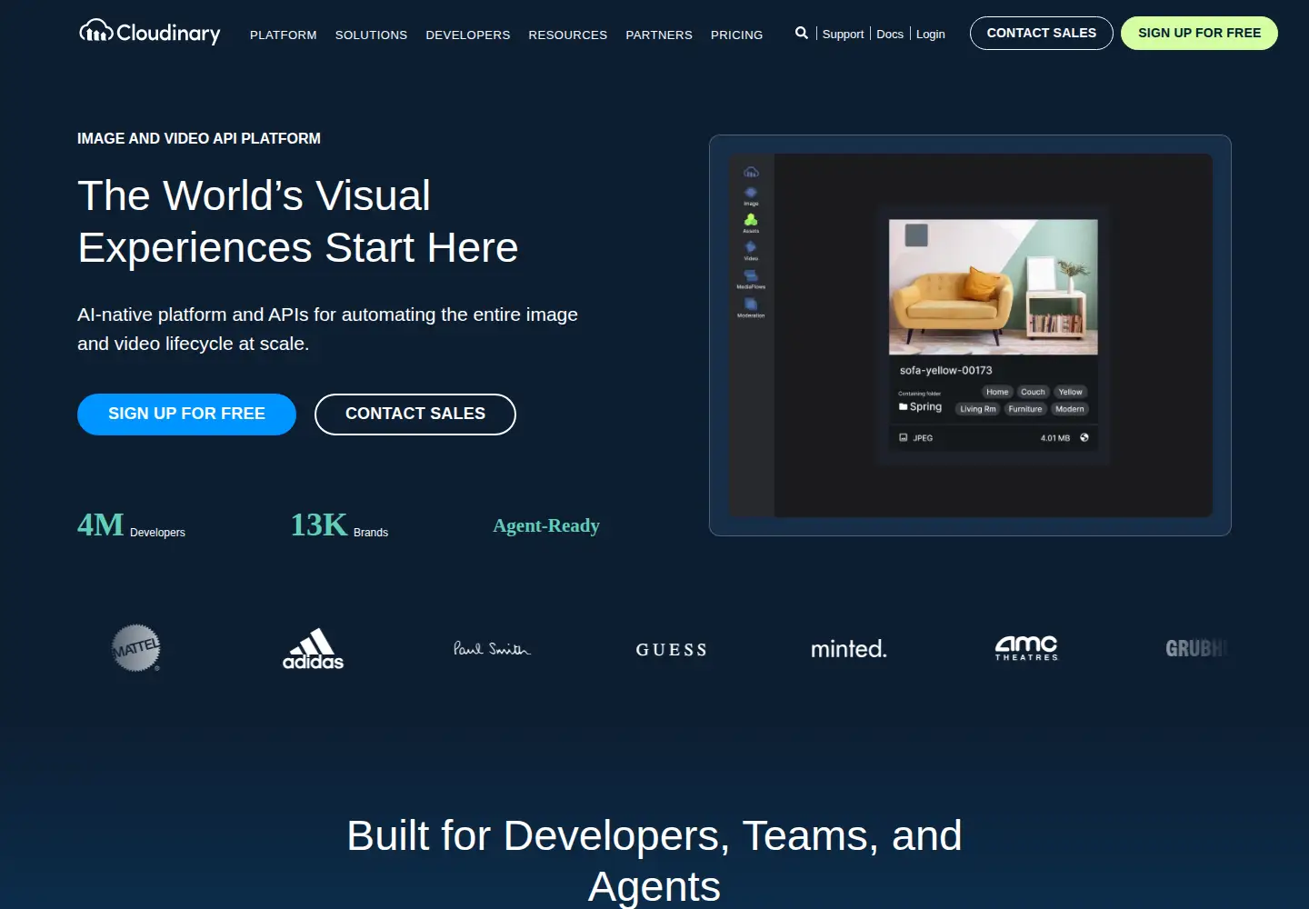 Screenshot of cloudinary.com