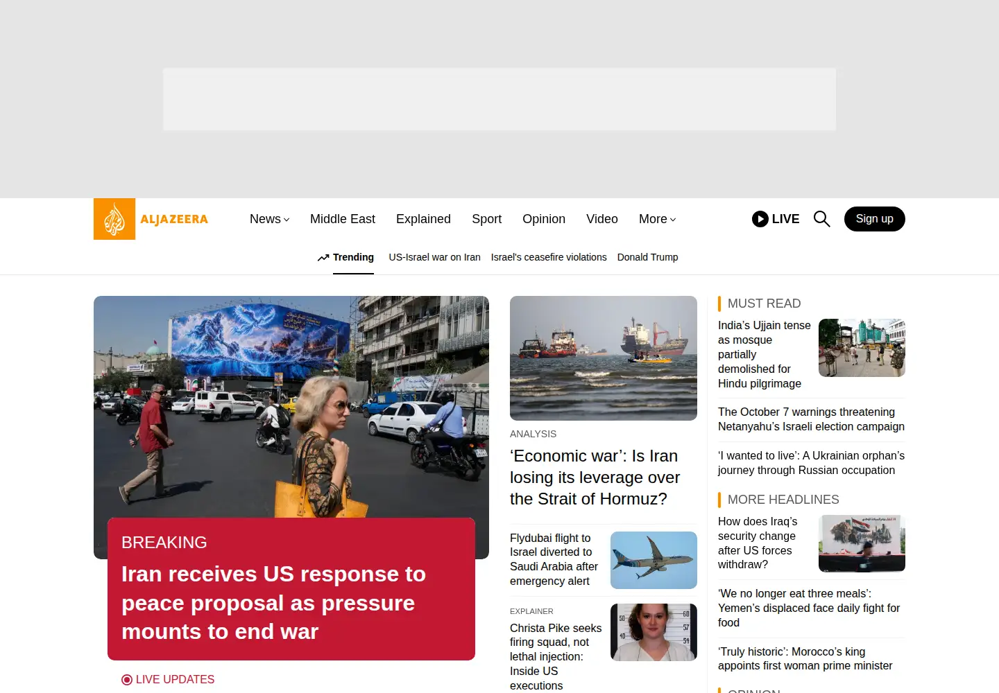 Screenshot of aljazeera.com