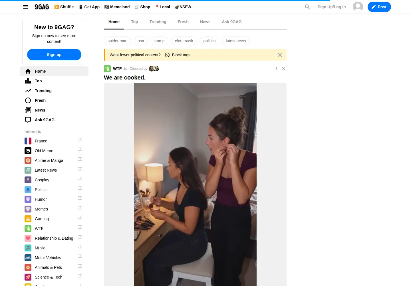 Screenshot of 9gag.com
