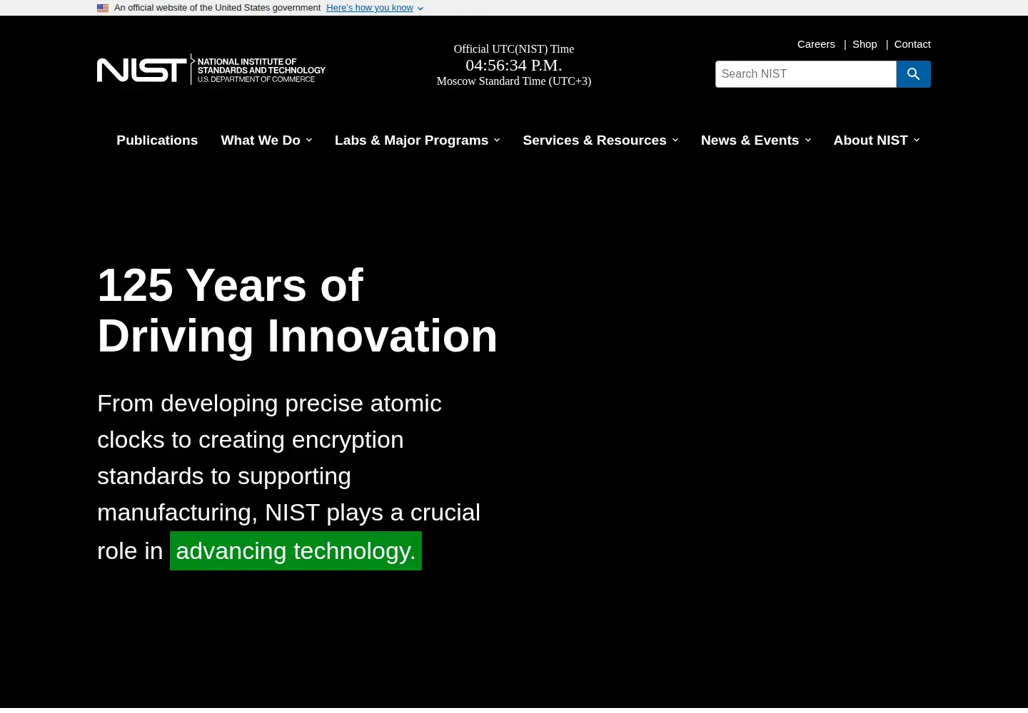 Screenshot of nist.gov