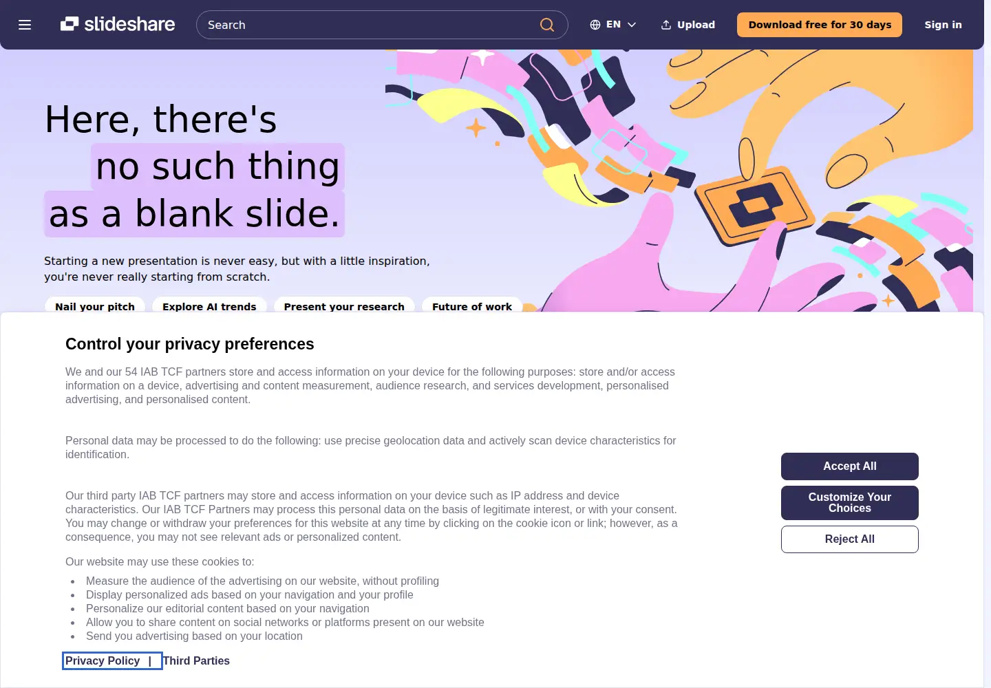 Screenshot of slideshare.net