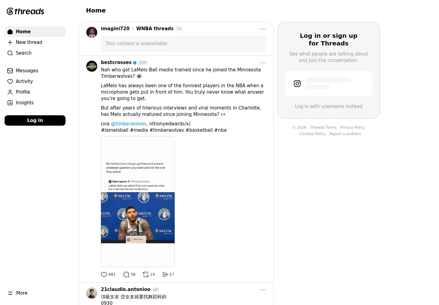 Screenshot of threads.net