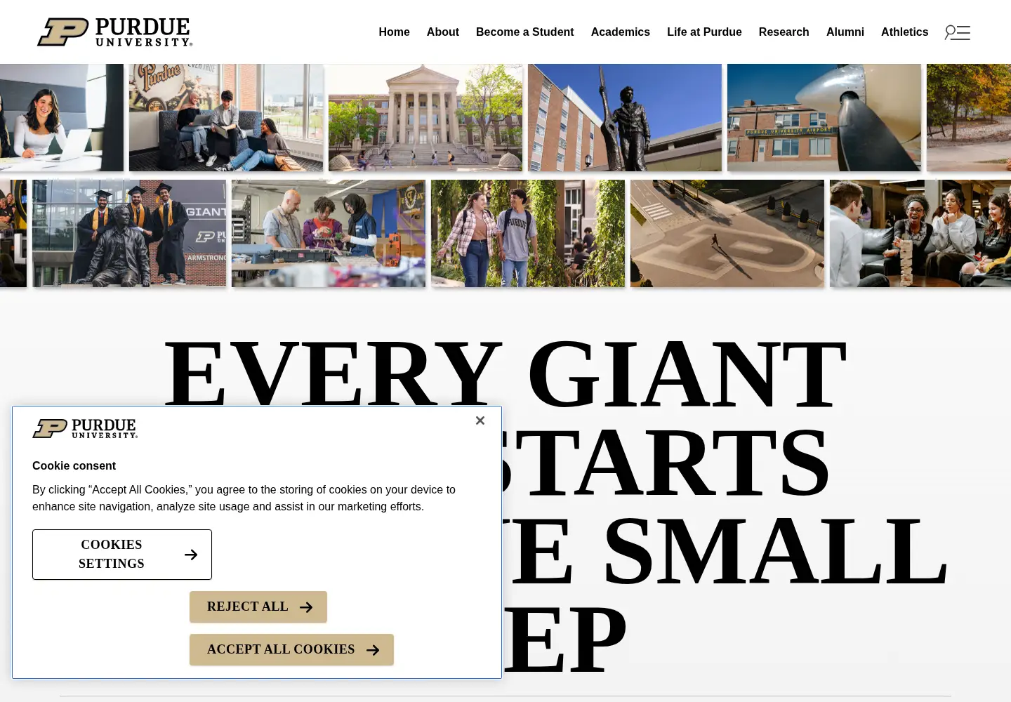 Screenshot of purdue.edu