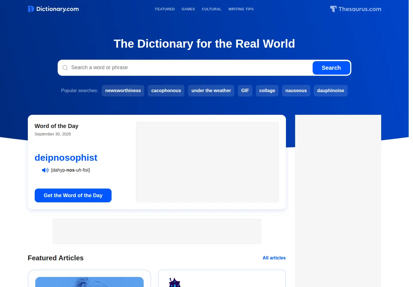 Screenshot of dictionary.com