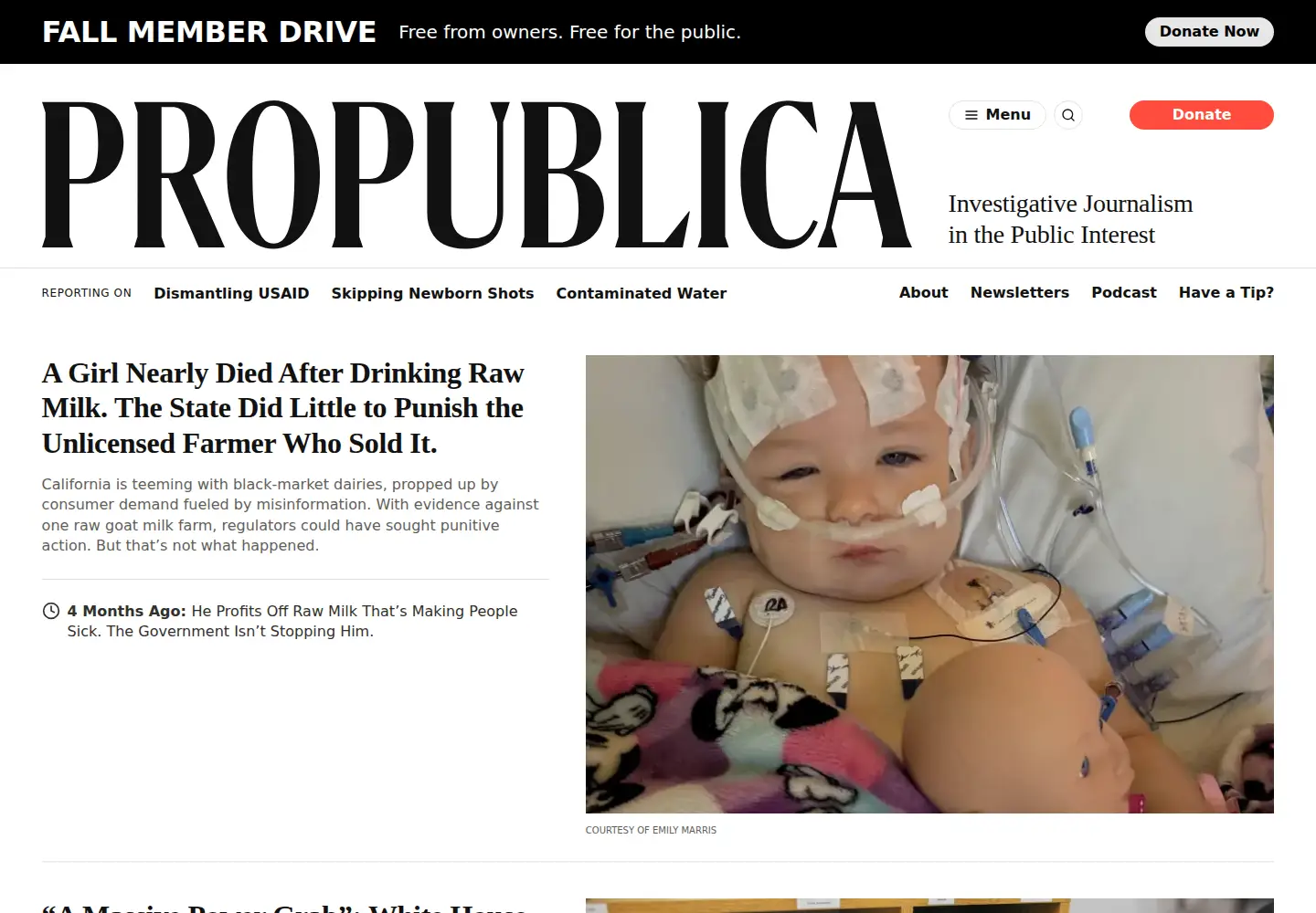 Screenshot of propublica.org