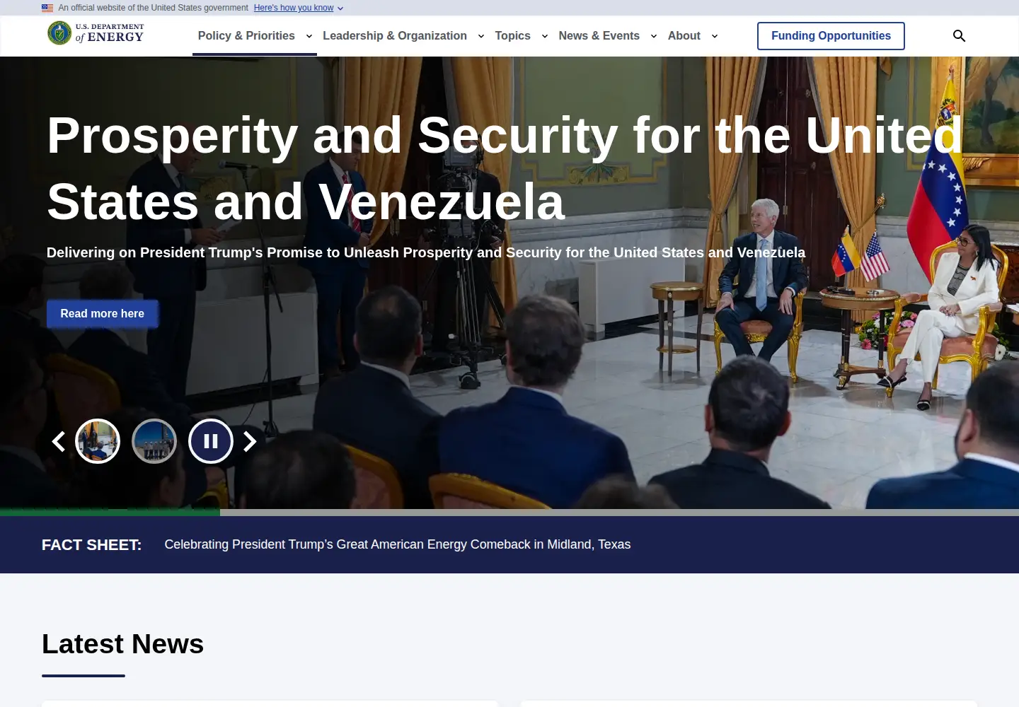 Screenshot of energy.gov