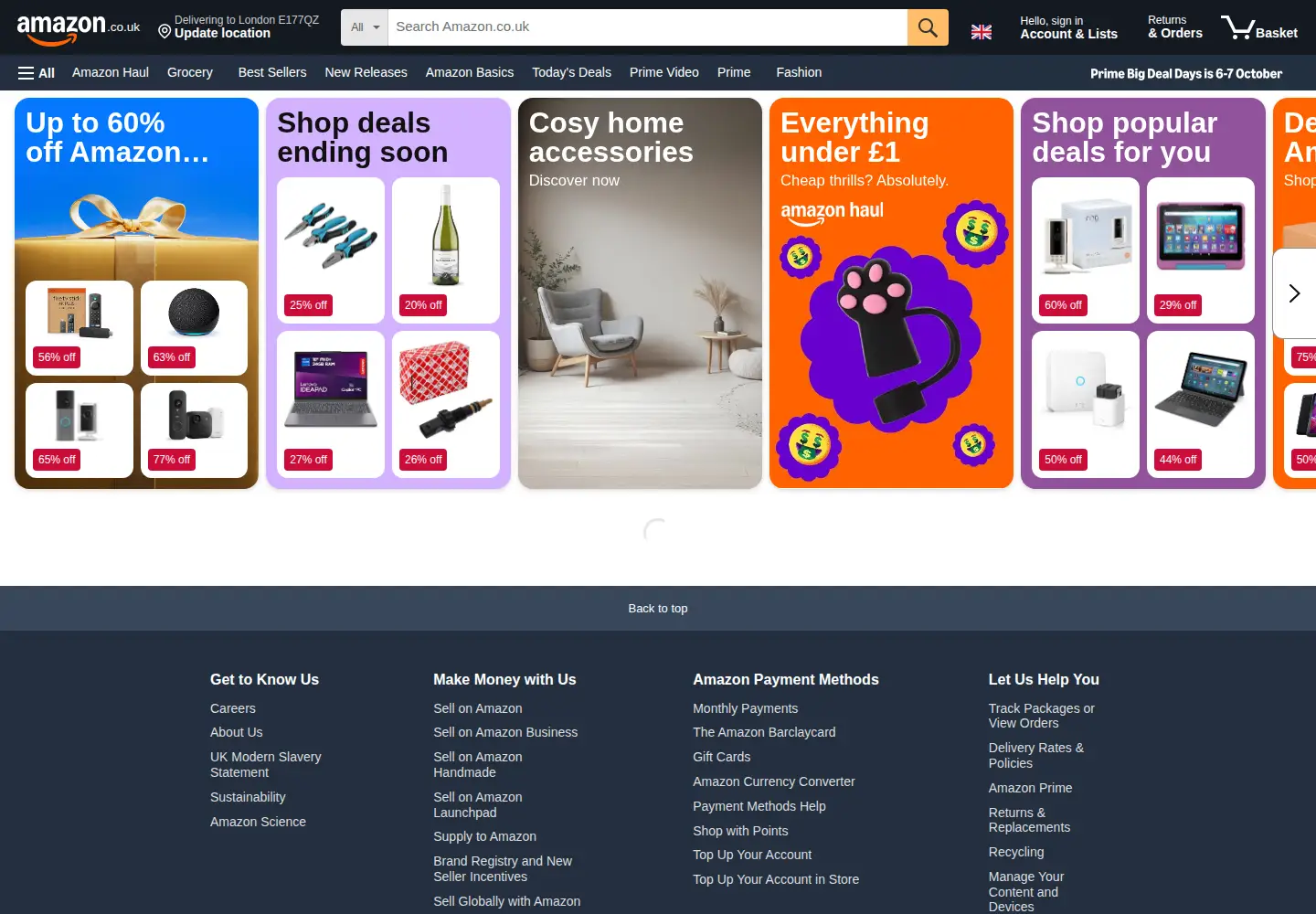 Screenshot of amazon.co.uk