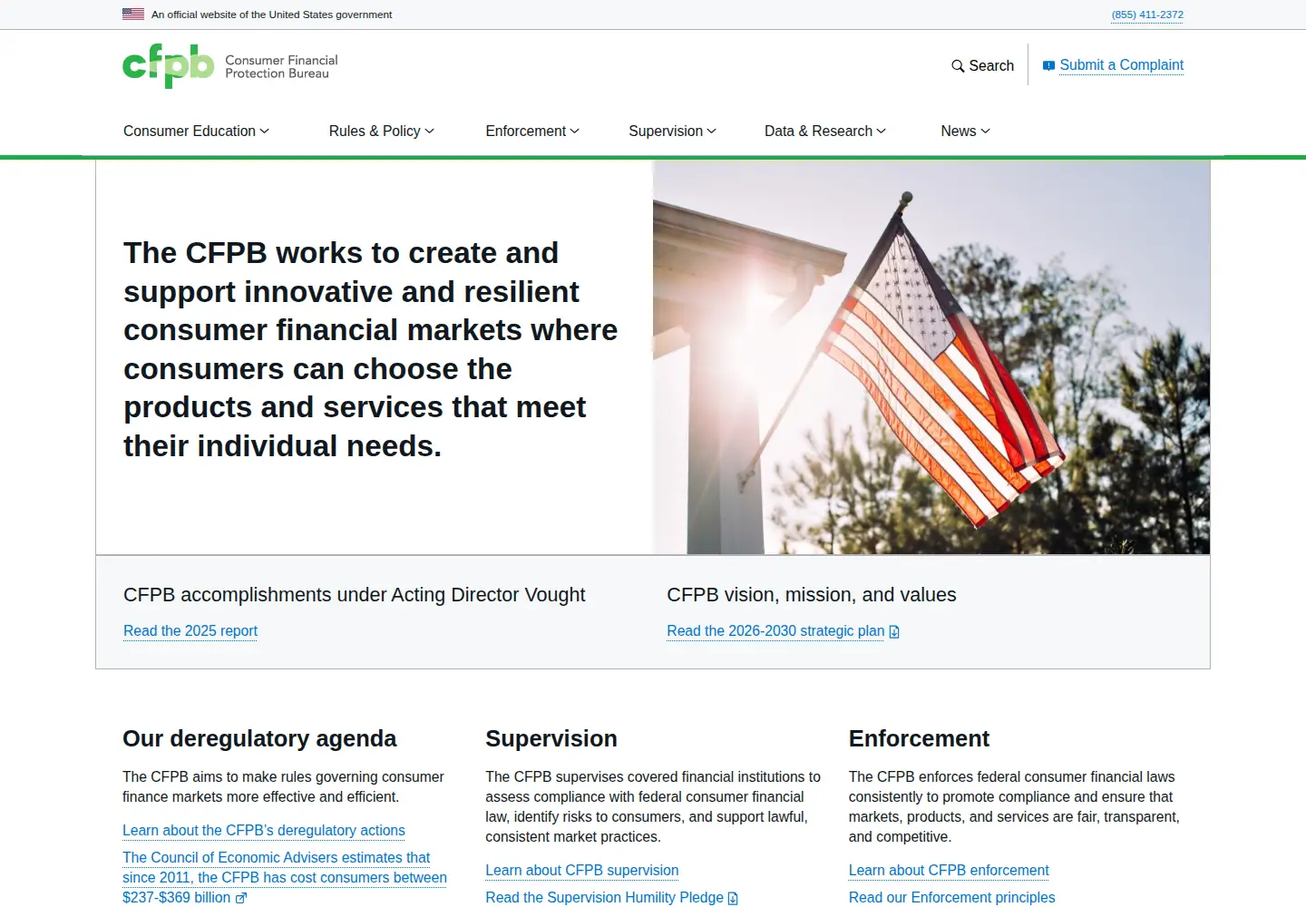 Screenshot of consumerfinance.gov