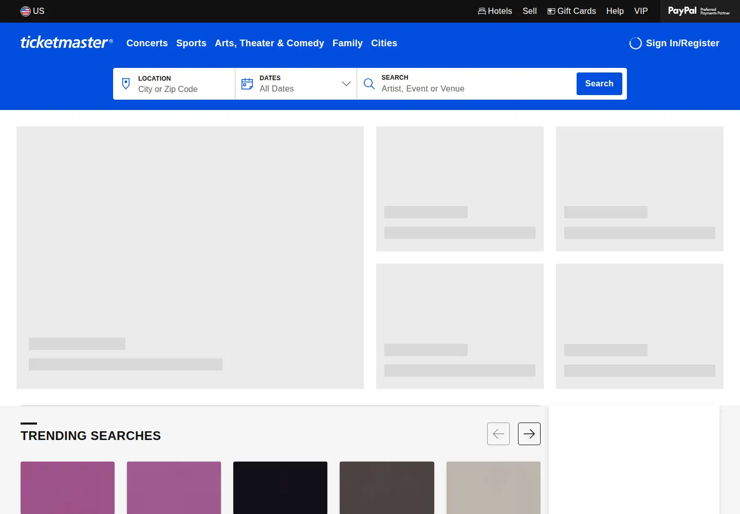 Screenshot of ticketmaster.com