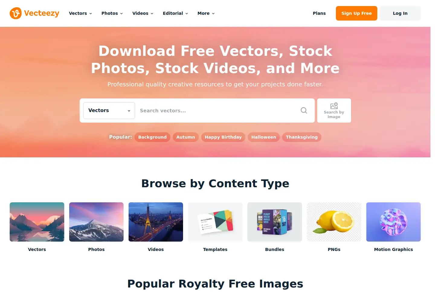 Screenshot of vecteezy.com