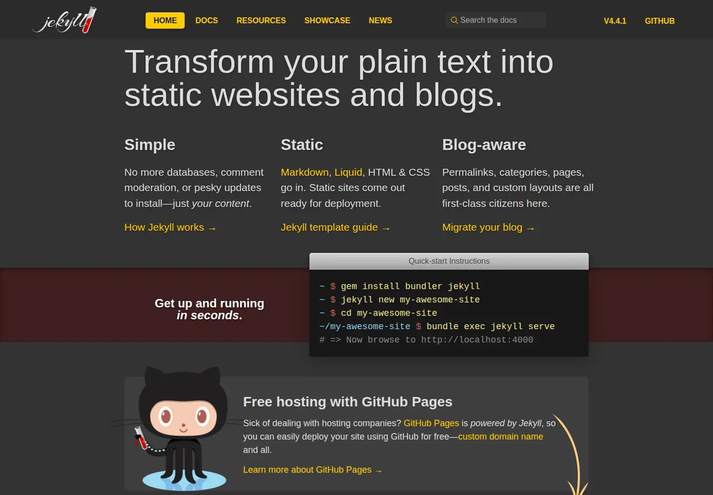 Screenshot of jekyllrb.com