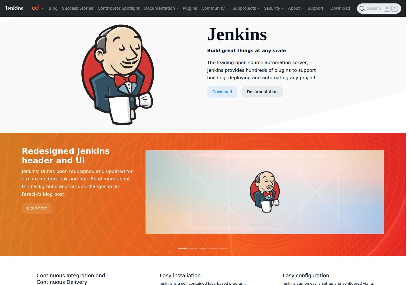 Screenshot of jenkins.io