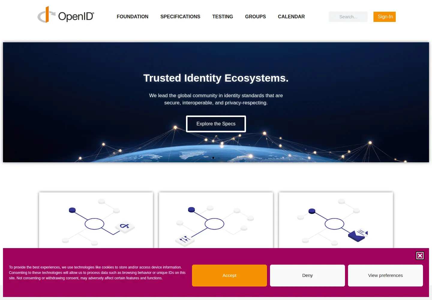 Screenshot of openid.net