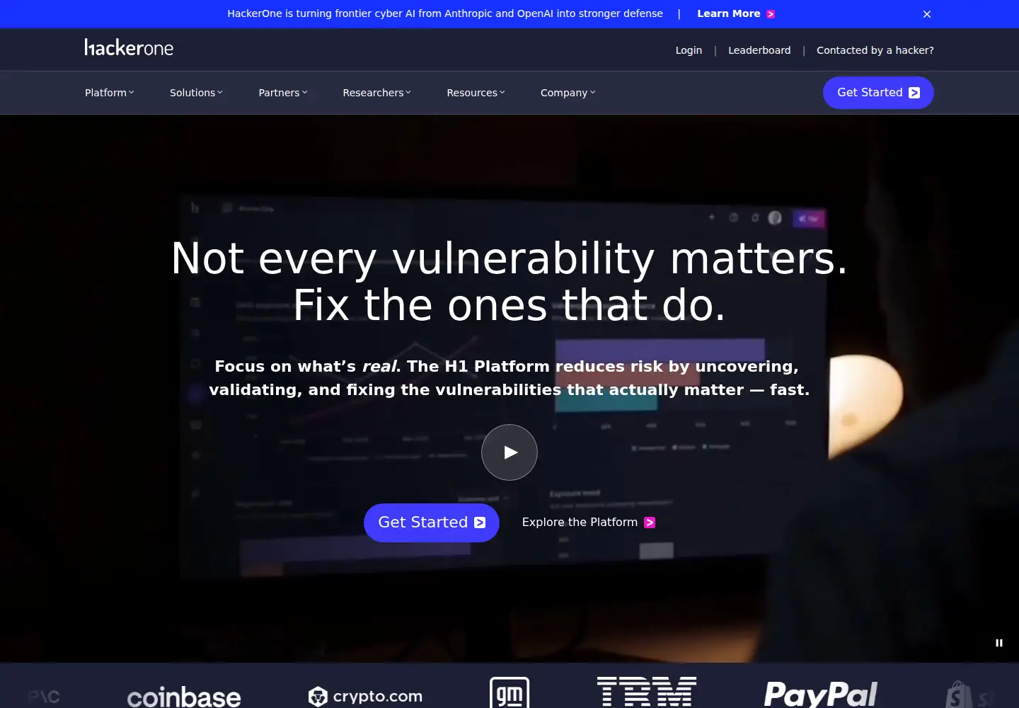 Screenshot of hackerone.com