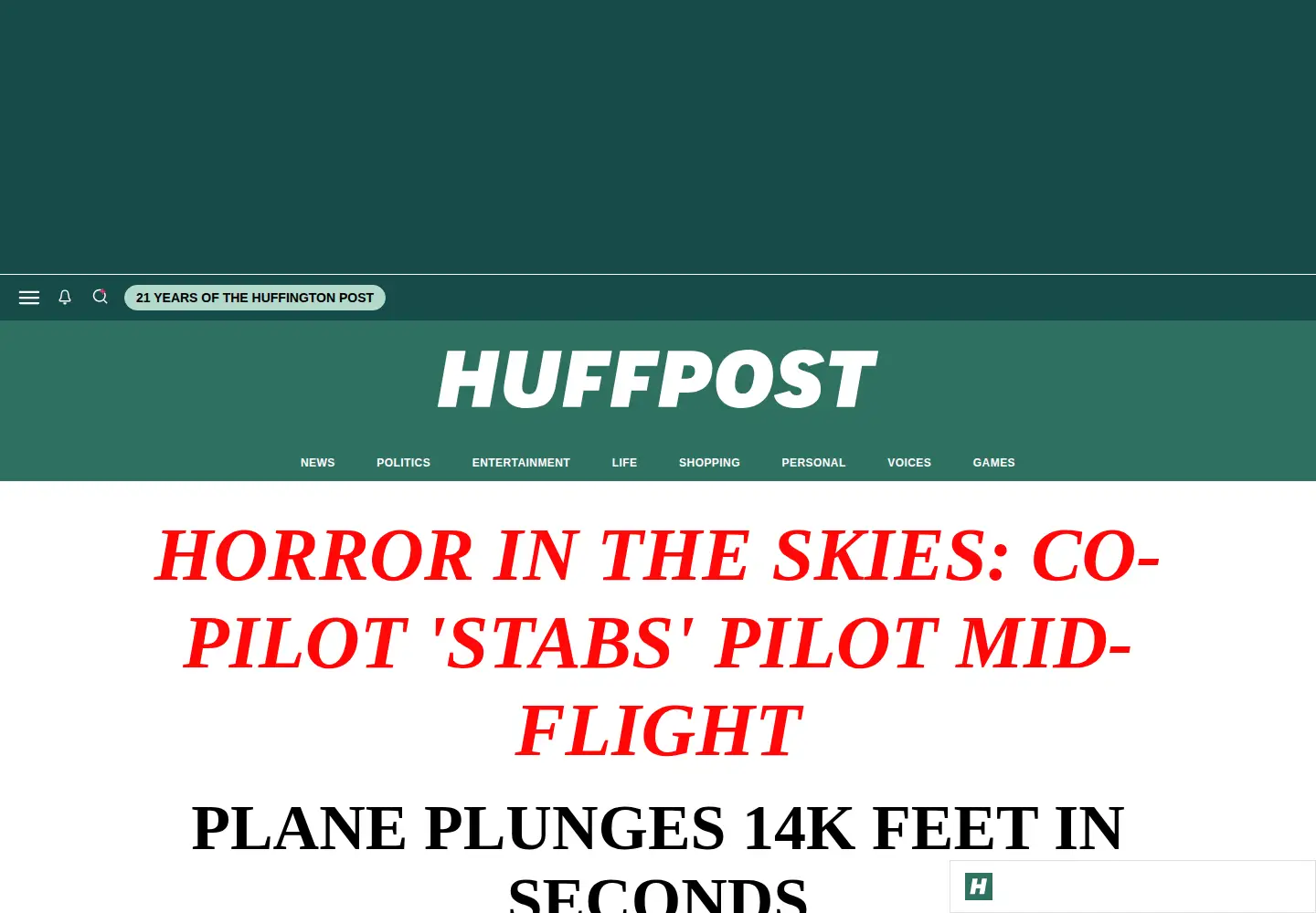 Screenshot of huffingtonpost.com