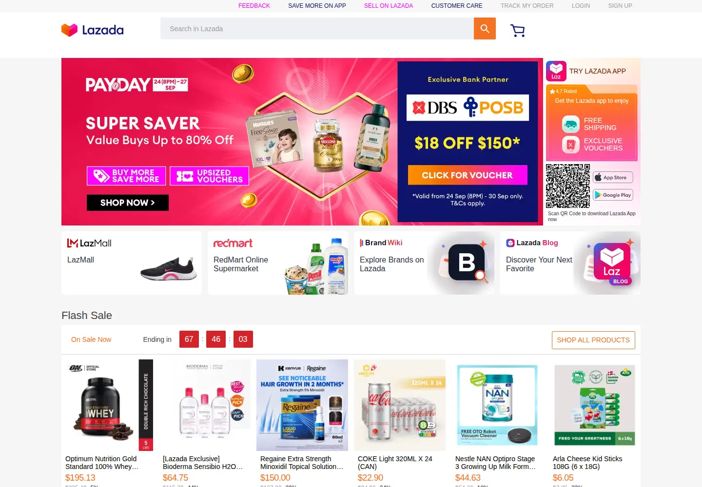 Screenshot of lazada.sg