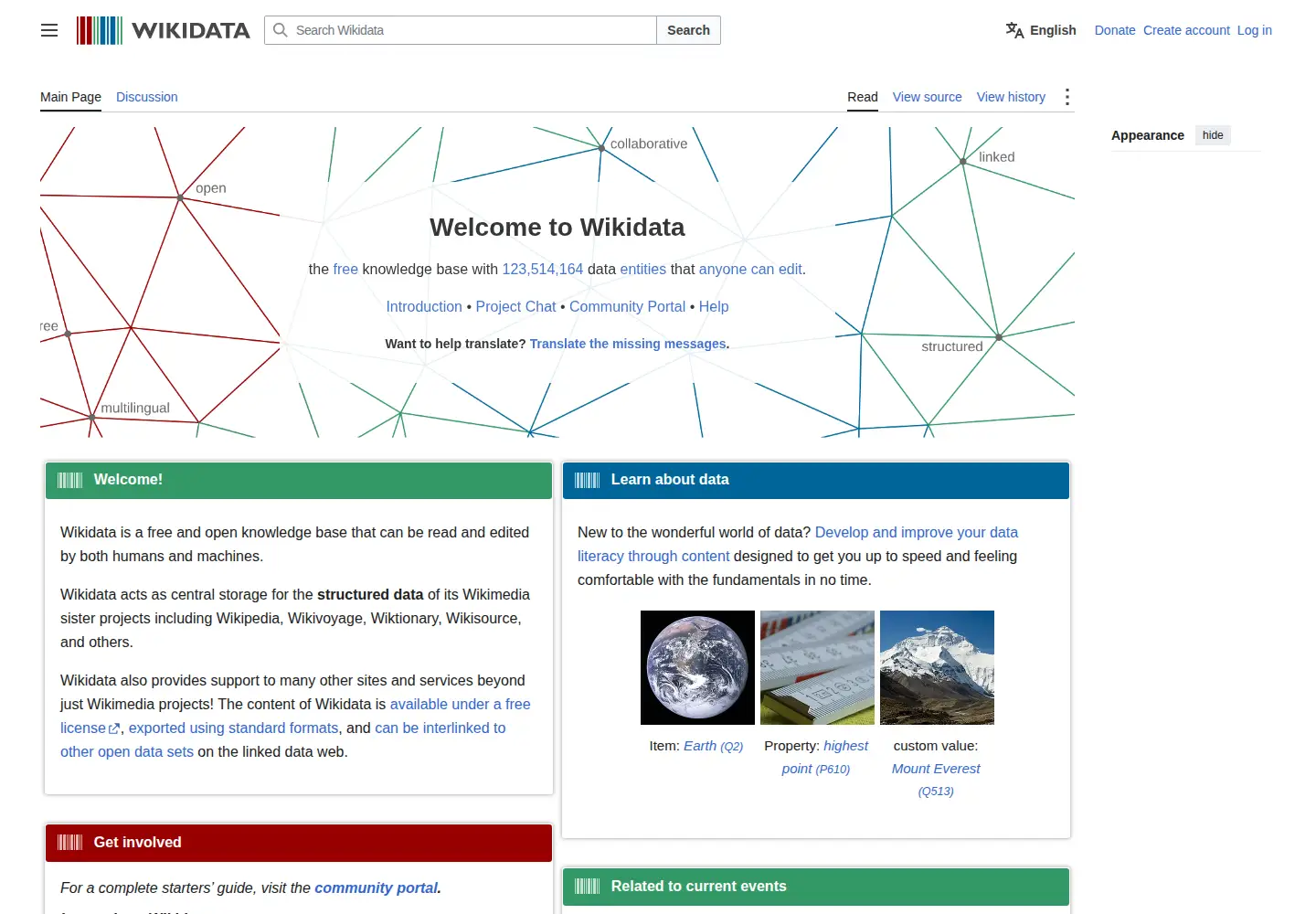 Screenshot of wikidata.org