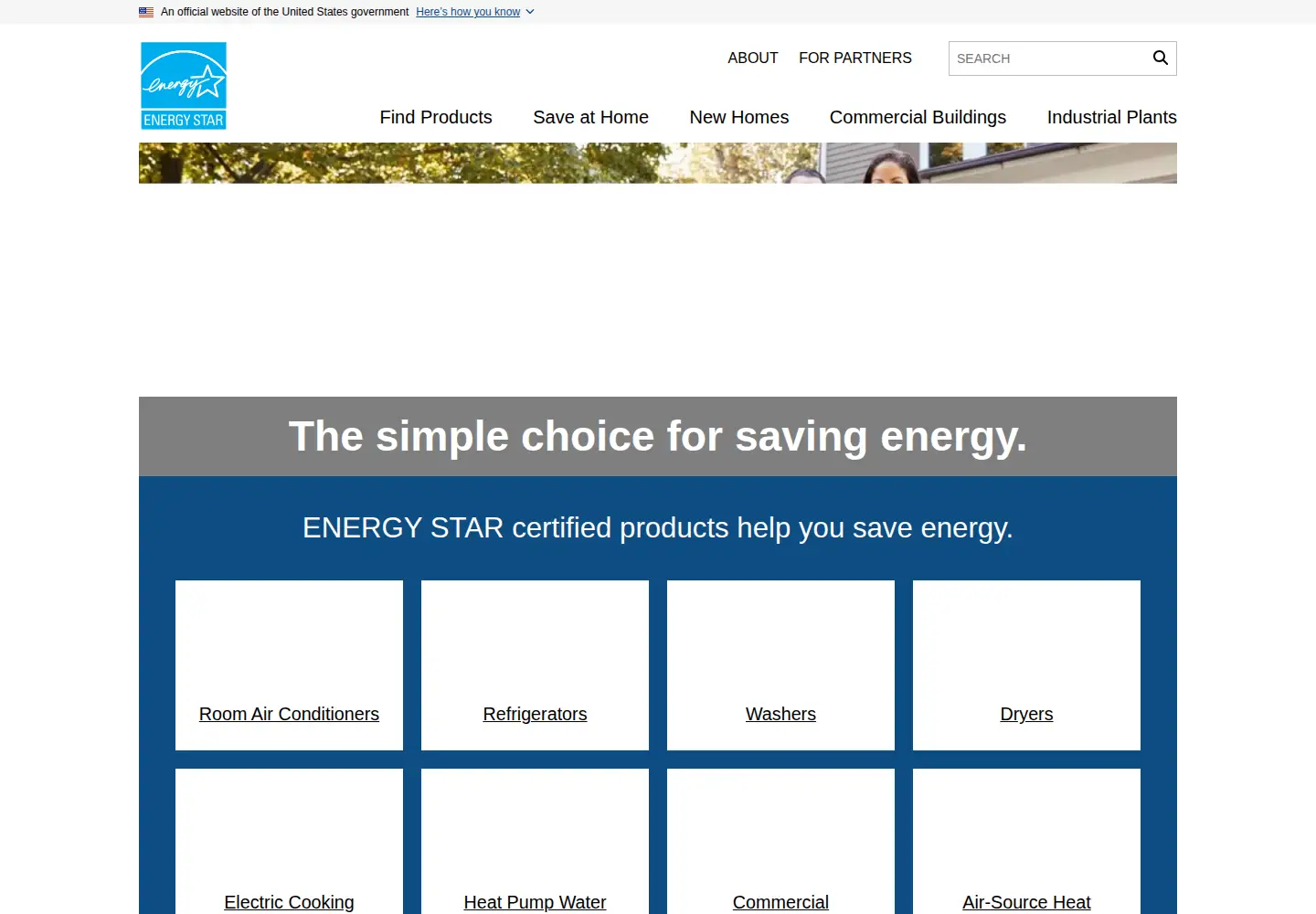Screenshot of energystar.gov