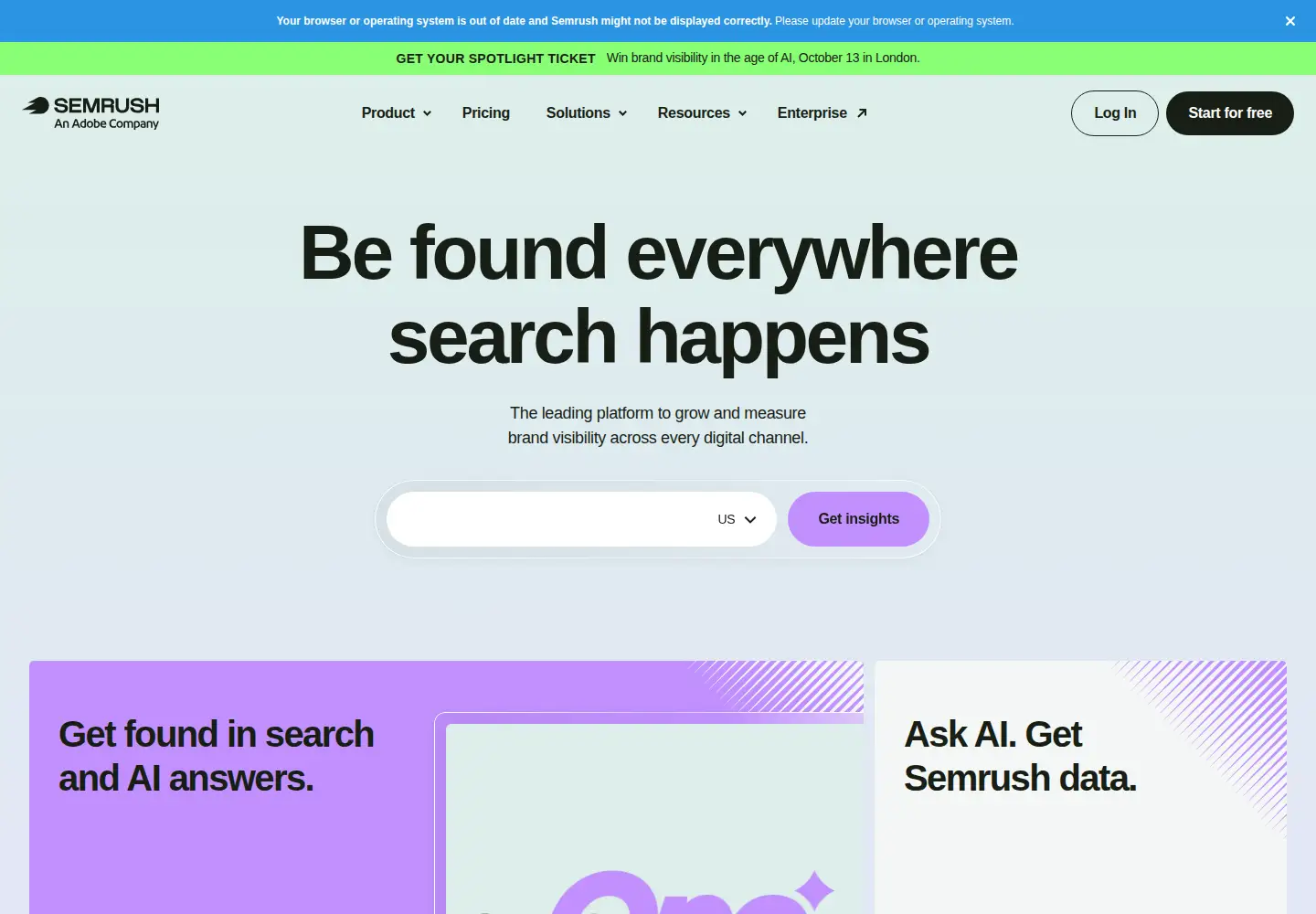 Screenshot of semrush.com