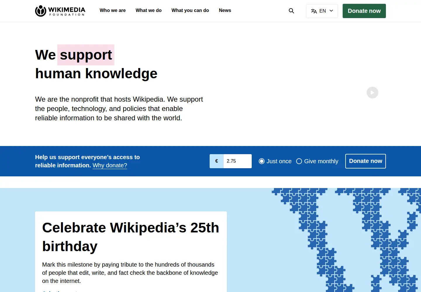Screenshot of wikimediafoundation.org