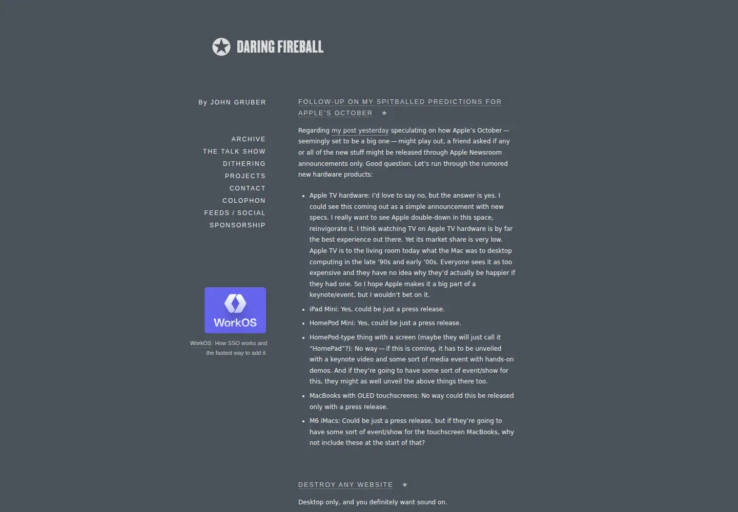 Screenshot of daringfireball.net