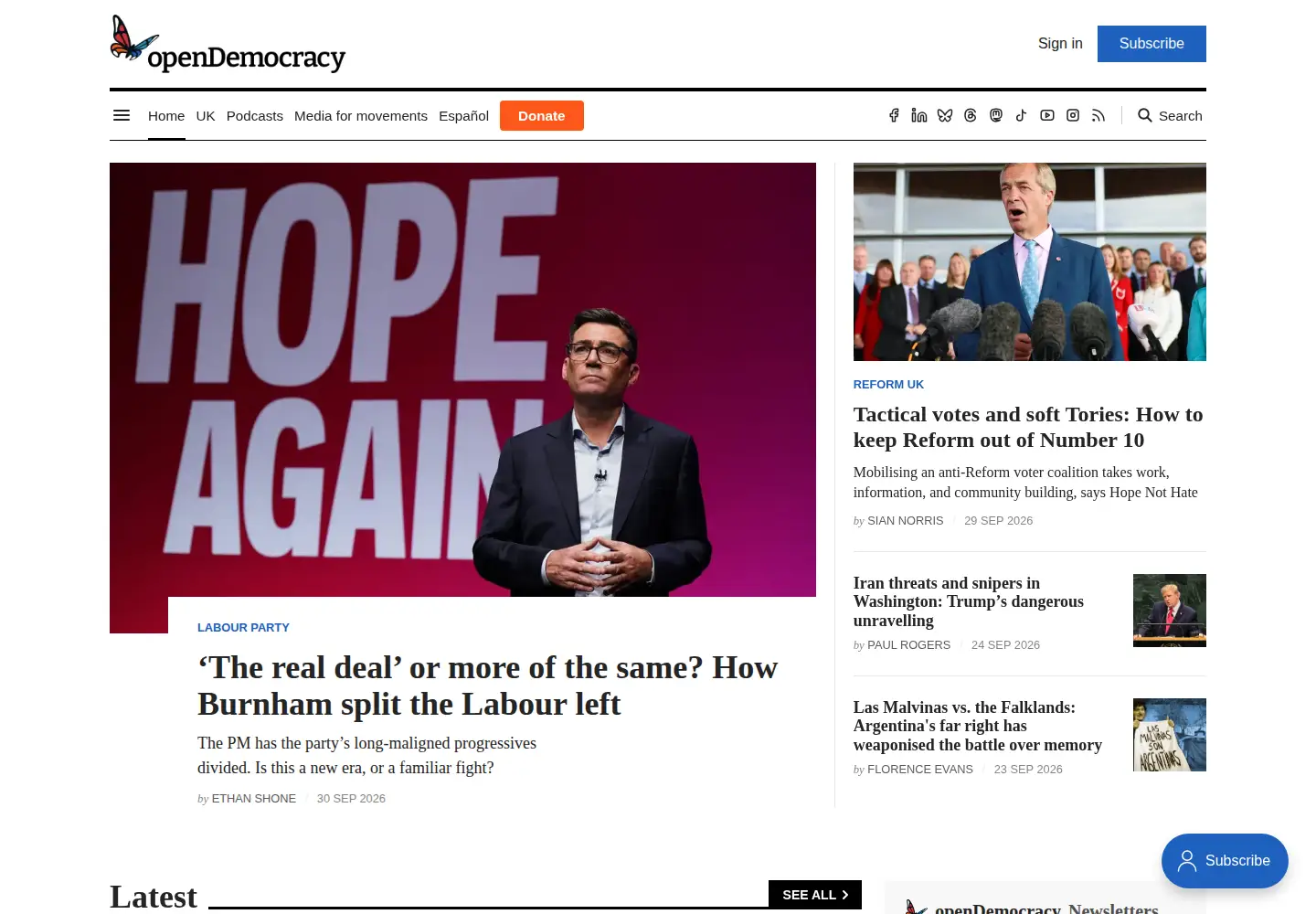 Screenshot of opendemocracy.net