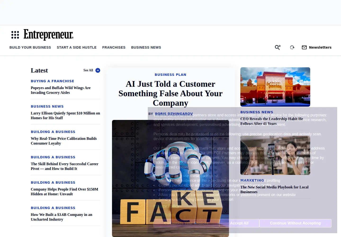 Screenshot of entrepreneur.com