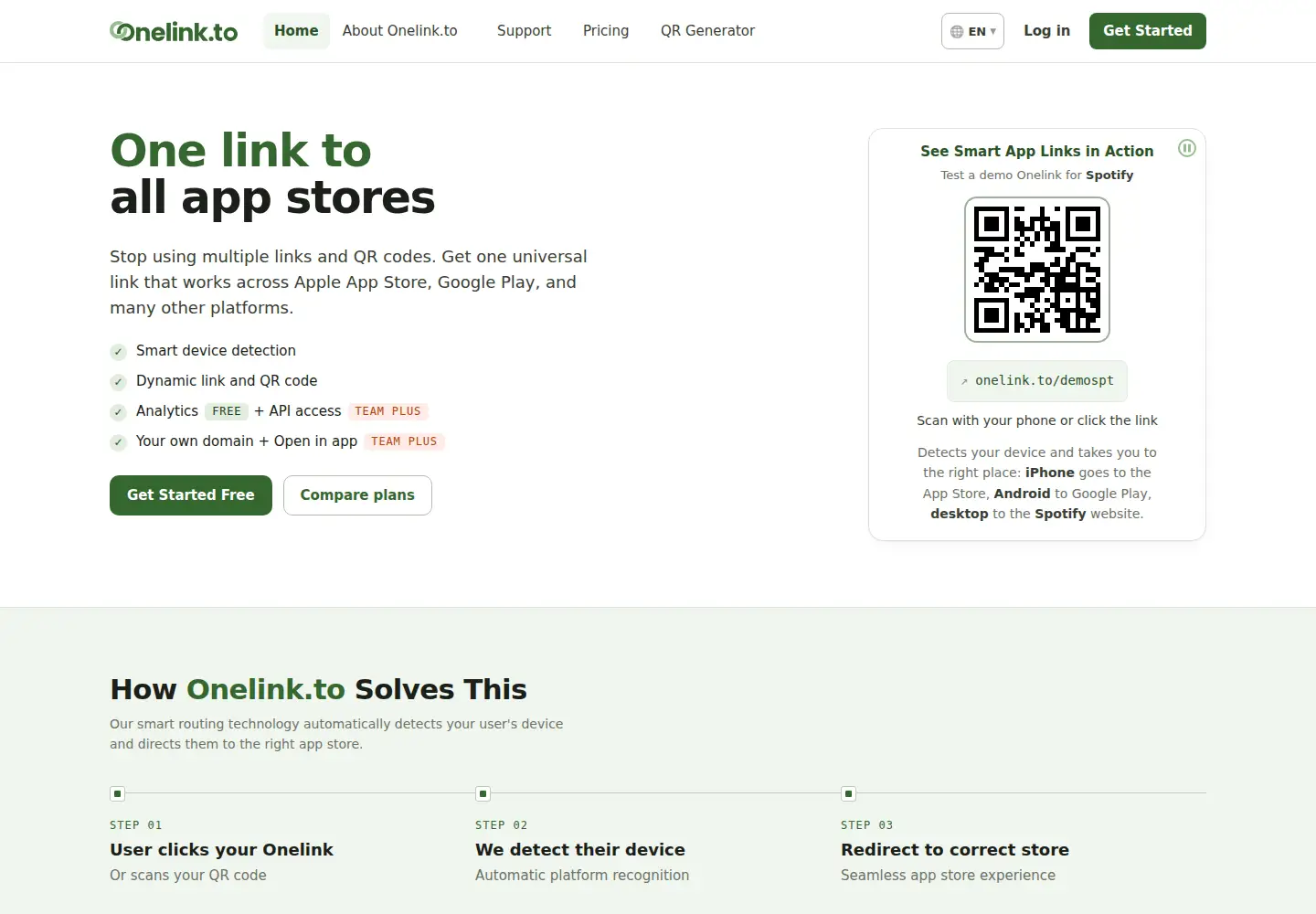 Screenshot of onelink.to