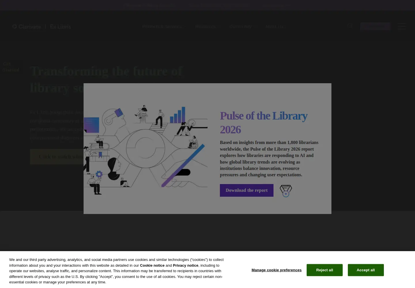 Screenshot of exlibrisgroup.com