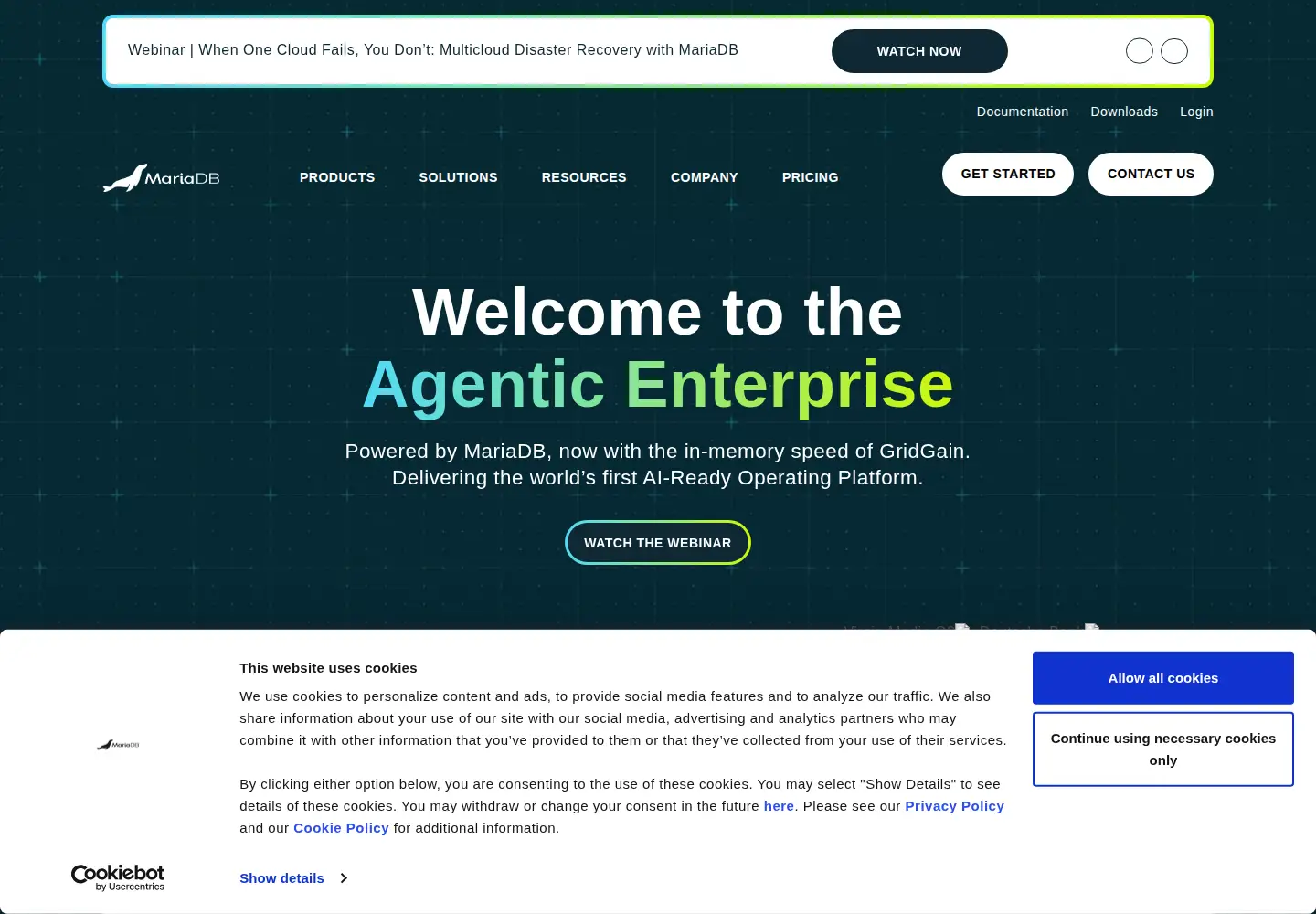 Screenshot of mariadb.com
