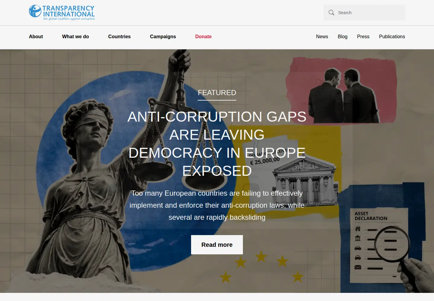 Screenshot of transparency.org