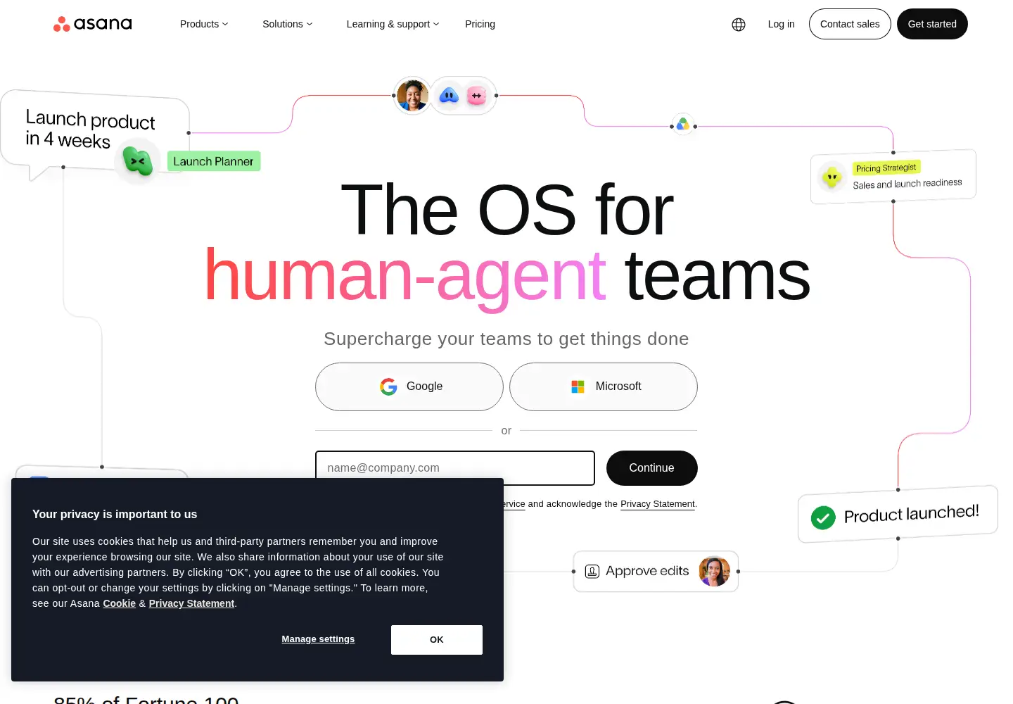 Screenshot of asana.com