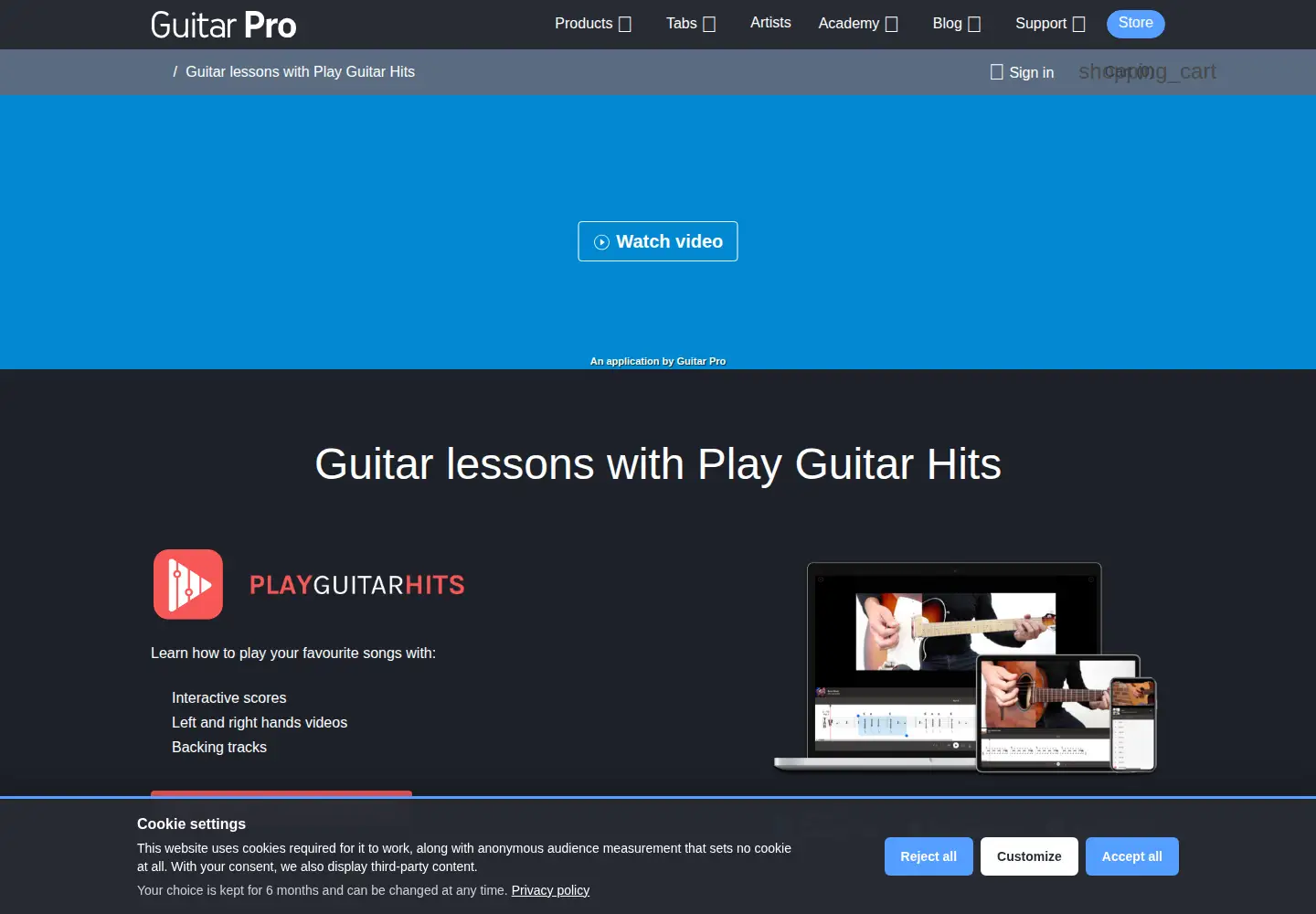 Captured homepage of playguitarhits.com in the current scan