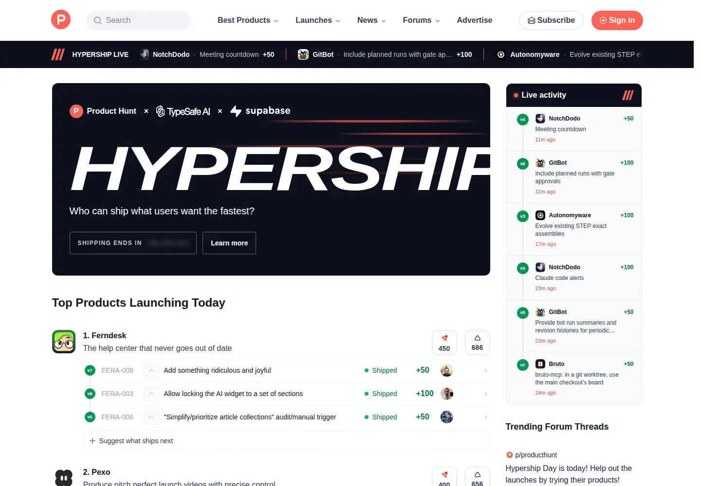 Screenshot of producthunt.com