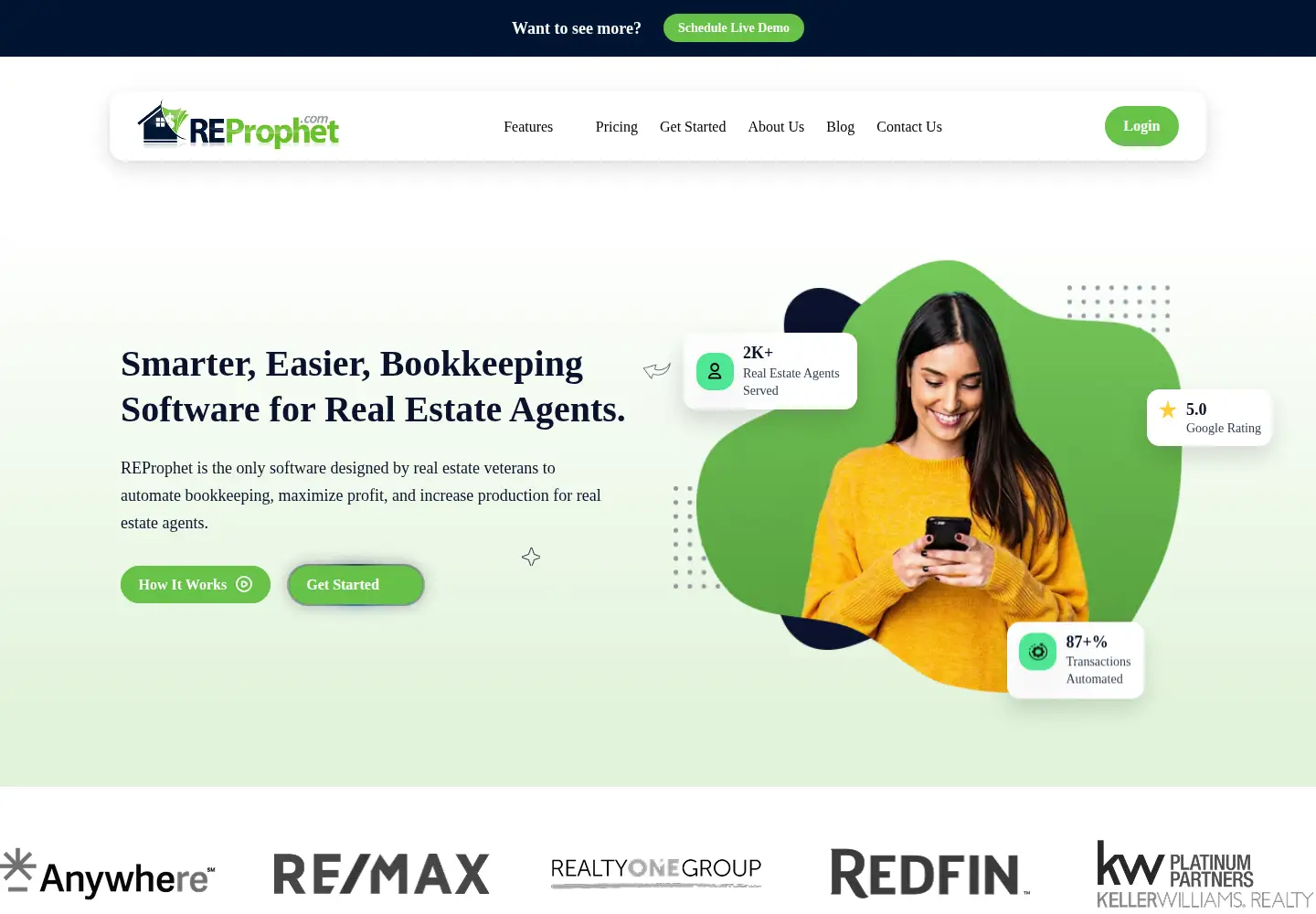 Captured homepage of reprophet.com in the current scan