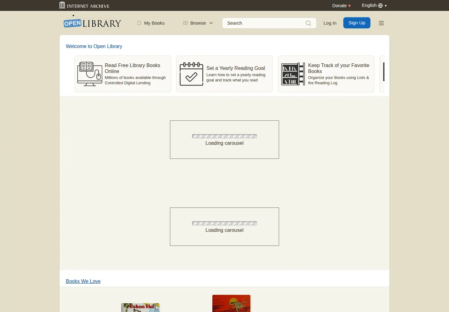 Screenshot of openlibrary.org