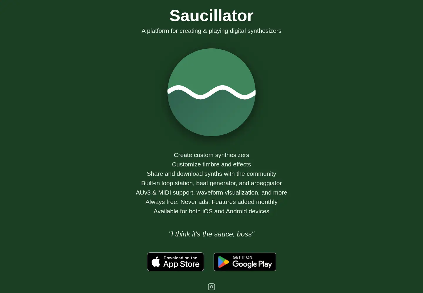 Screenshot of saucillator.com