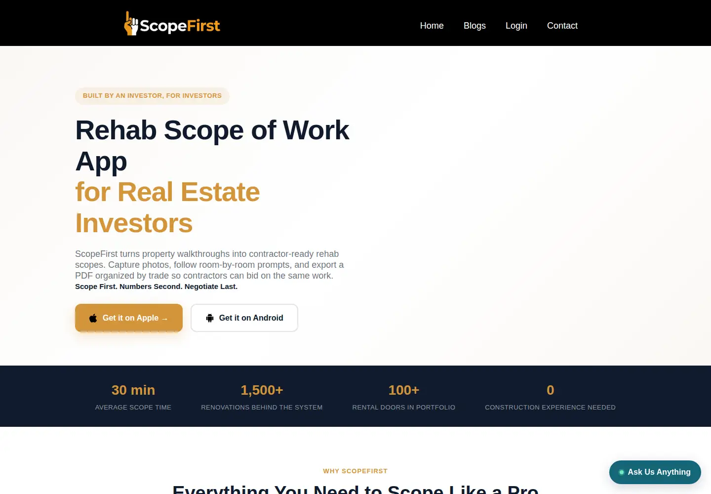 Screenshot of scopefirstapp.com