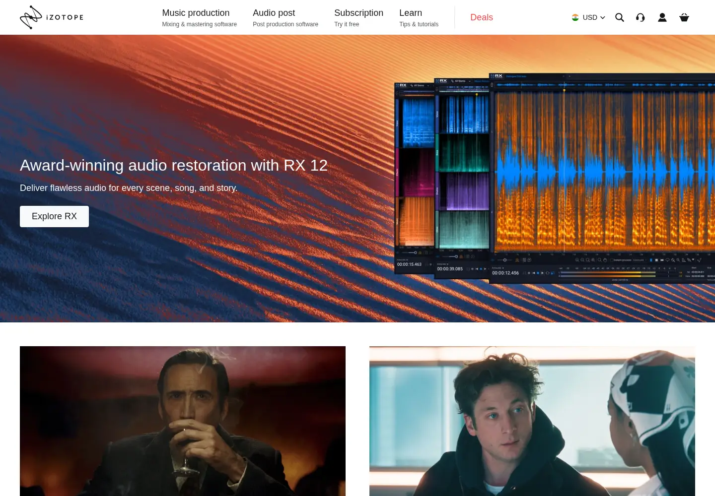 Screenshot of izotope.com
