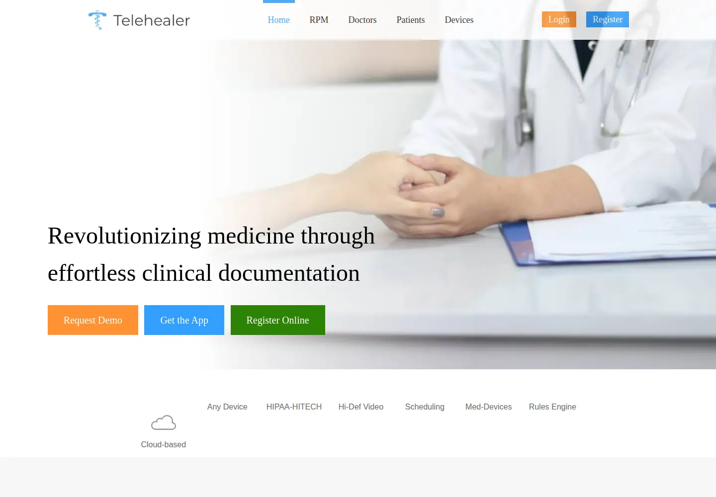 Captured homepage of telehealer.com in the current scan