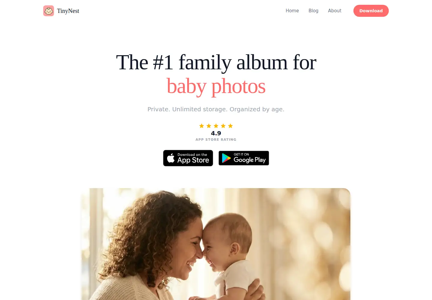 Captured homepage of tinynestapp.com in the current scan