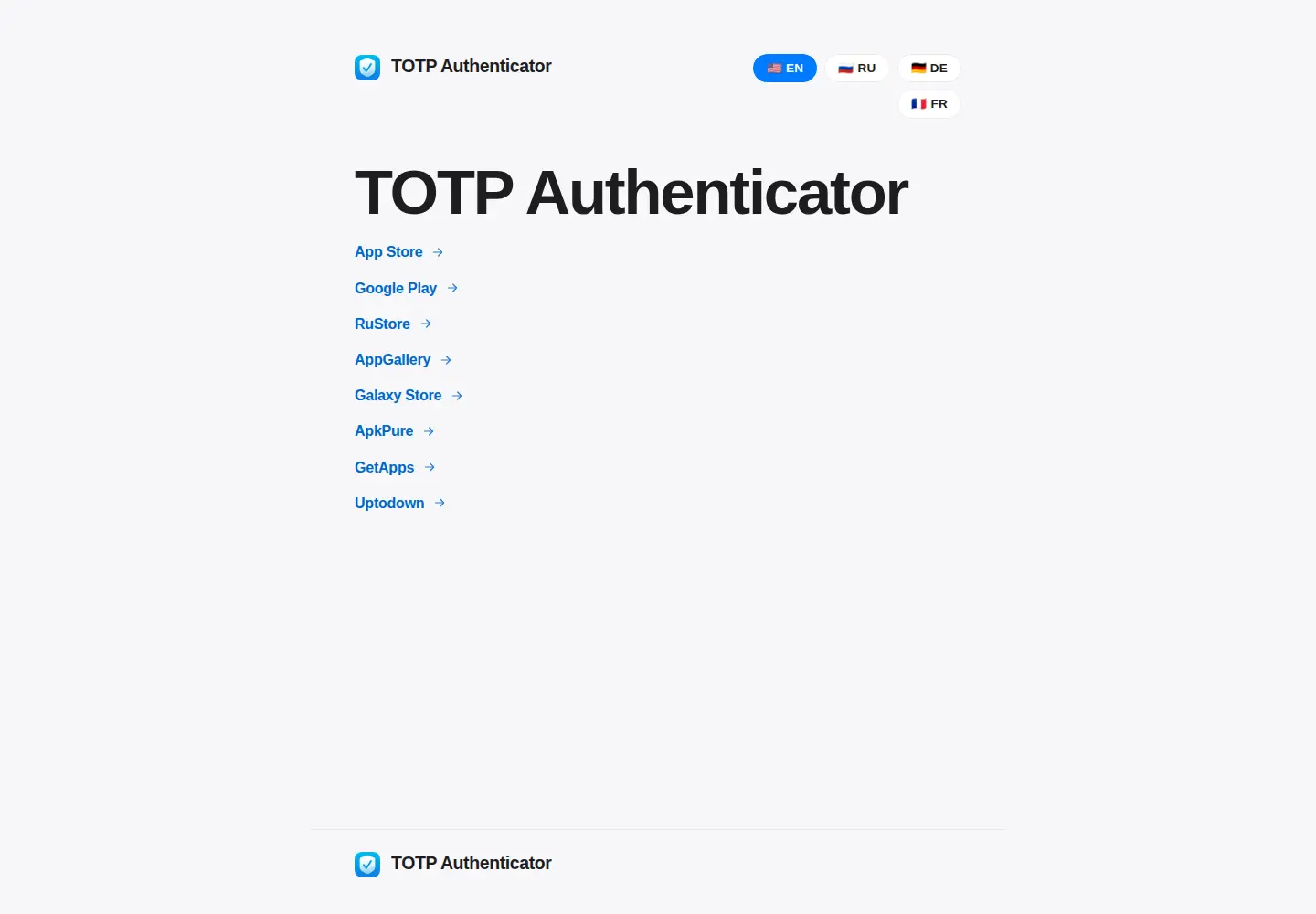 Captured homepage of totp-authenticator.com in the current scan
