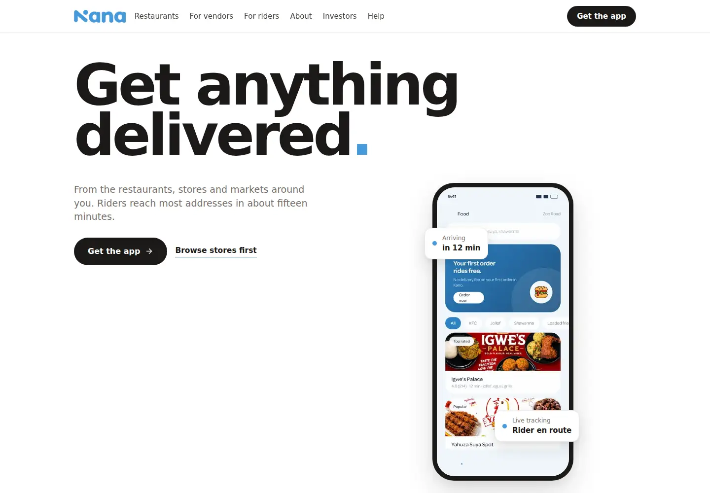Screenshot of trynanaapp.com