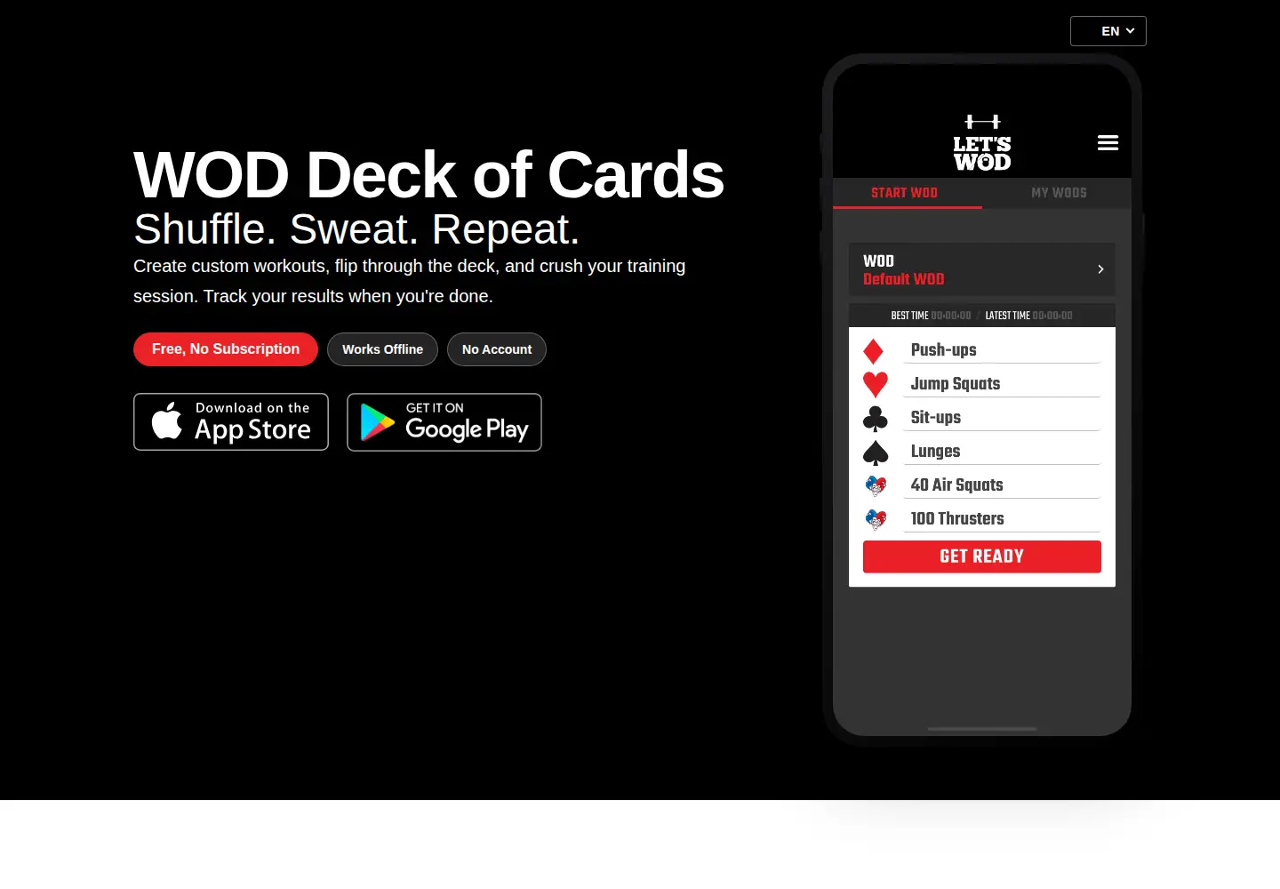 Screenshot of woddeckofcards.com